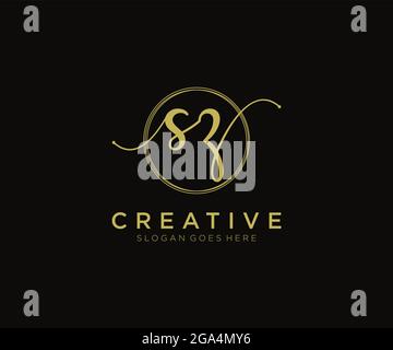 SZ Feminine logo beauty monogram and elegant logo design, handwriting logo of initial signature, wedding, fashion, floral and botanical with creative Stock Vector