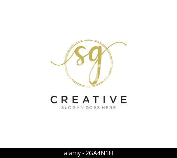 SG Feminine logo beauty monogram and elegant logo design, handwriting logo of initial signature, wedding, fashion, floral and botanical with creative Stock Vector