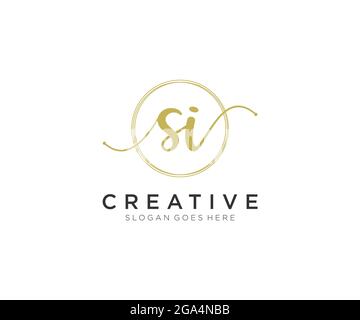 SI Feminine logo beauty monogram and elegant logo design, handwriting logo of initial signature, wedding, fashion, floral and botanical with creative Stock Vector
