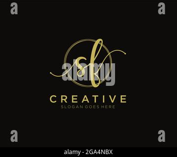 SF Feminine logo beauty monogram and elegant logo design, handwriting logo of initial signature, wedding, fashion, floral and botanical with creative Stock Vector