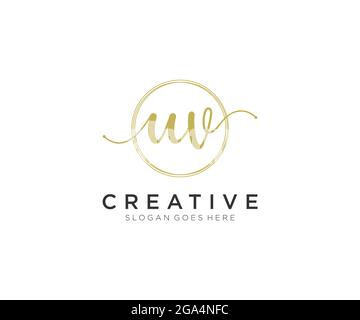 UV Feminine logo beauty monogram and elegant logo design, handwriting logo of initial signature, wedding, fashion, floral and botanical with creative Stock Vector