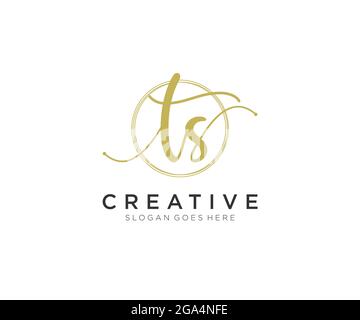 TS Feminine logo beauty monogram and elegant logo design, handwriting logo of initial signature, wedding, fashion, floral and botanical with creative Stock Vector