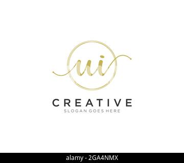 UI Feminine logo beauty monogram and elegant logo design, handwriting logo of initial signature, wedding, fashion, floral and botanical with creative Stock Vector