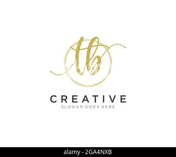 TB Feminine logo beauty monogram and elegant logo design, handwriting logo of initial signature, wedding, fashion, floral and botanical with creative Stock Vector