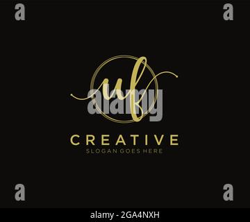 UF Feminine logo beauty monogram and elegant logo design, handwriting logo of initial signature, wedding, fashion, floral and botanical with creative Stock Vector