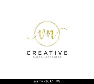 VN Feminine logo beauty monogram and elegant logo design, handwriting logo of initial signature, wedding, fashion, floral and botanical with creative Stock Vector