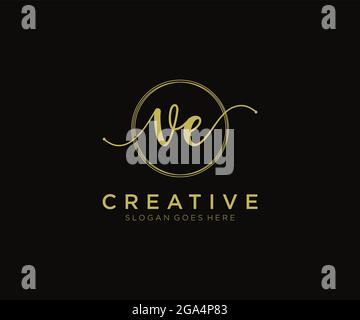 VE Feminine logo beauty monogram and elegant logo design, handwriting logo of initial signature, wedding, fashion, floral and botanical with creative Stock Vector