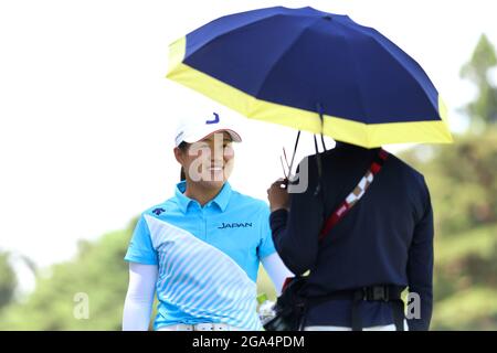 Saitama, Japan. 28th July, 2021. Nasa Hataoka (JPN) Golf : Official training during the Tokyo 2020 Olympic Games at the Kasumigaseki Country Club in Saitama, Japan . Credit: Naoki Nishimura/AFLO SPORT/Alamy Live News Stock Photo