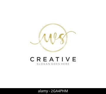 WS Feminine logo beauty monogram and elegant logo design, handwriting logo of initial signature, wedding, fashion, floral and botanical with creative Stock Vector