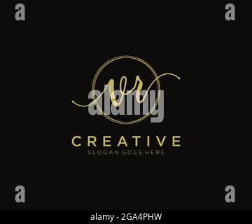 VR Feminine logo beauty monogram and elegant logo design, handwriting logo of initial signature, wedding, fashion, floral and botanical with creative Stock Vector
