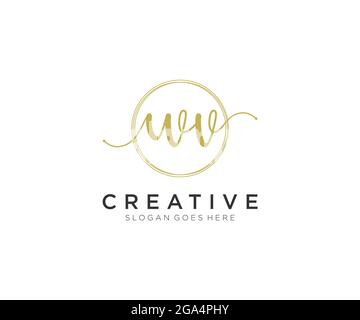 WV Feminine logo beauty monogram and elegant logo design, handwriting logo of initial signature, wedding, fashion, floral and botanical with creative Stock Vector