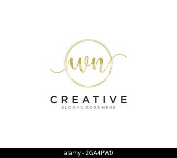 WN Feminine logo beauty monogram and elegant logo design, handwriting logo of initial signature, wedding, fashion, floral and botanical with creative Stock Vector