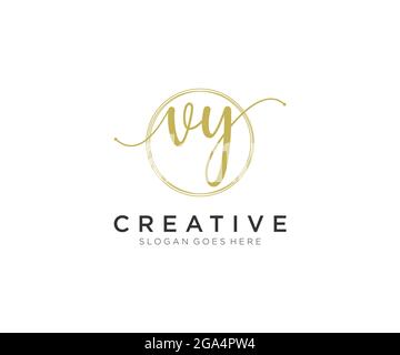 VY Feminine logo beauty monogram and elegant logo design, handwriting logo of initial signature, wedding, fashion, floral and botanical with creative Stock Vector