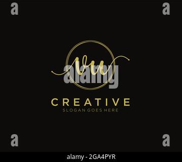 VU Feminine logo beauty monogram and elegant logo design, handwriting logo of initial signature, wedding, fashion, floral and botanical with creative Stock Vector