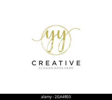 YY Feminine logo beauty monogram and elegant logo design, handwriting logo of initial signature, wedding, fashion, floral and botanical with creative Stock Vector