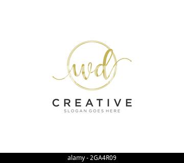 WD Feminine logo beauty monogram and elegant logo design, handwriting logo of initial signature, wedding, fashion, floral and botanical with creative Stock Vector