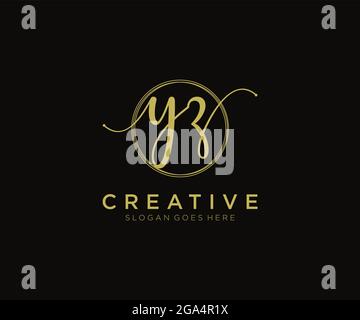 YZ Feminine logo beauty monogram and elegant logo design, handwriting logo of initial signature, wedding, fashion, floral and botanical with creative Stock Vector