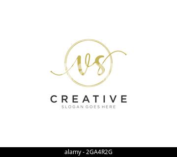 VS Feminine logo beauty monogram and elegant logo design, handwriting logo of initial signature, wedding, fashion, floral and botanical with creative Stock Vector