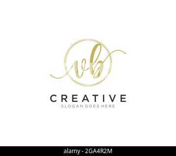 VB Feminine logo beauty monogram and elegant logo design, handwriting logo of initial signature, wedding, fashion, floral and botanical with creative Stock Vector