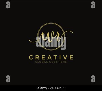 WR Feminine logo beauty monogram and elegant logo design, handwriting logo of initial signature, wedding, fashion, floral and botanical with creative Stock Vector