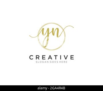 YN Feminine logo beauty monogram and elegant logo design, handwriting logo of initial signature, wedding, fashion, floral and botanical with creative Stock Vector