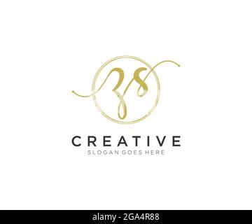 ZS Feminine logo beauty monogram and elegant logo design, handwriting logo of initial signature, wedding, fashion, floral and botanical with creative Stock Vector