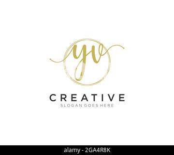 YV Feminine logo beauty monogram and elegant logo design, handwriting logo of initial signature, wedding, fashion, floral and botanical with creative Stock Vector