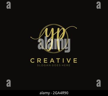 YP Feminine logo beauty monogram and elegant logo design, handwriting logo of initial signature, wedding, fashion, floral and botanical with creative Stock Vector