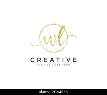WL Feminine logo beauty monogram and elegant logo design, handwriting logo of initial signature, wedding, fashion, floral and botanical with creative Stock Vector