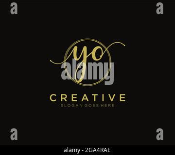 YO Feminine logo beauty monogram and elegant logo design, handwriting logo of initial signature, wedding, fashion, floral and botanical with creative Stock Vector