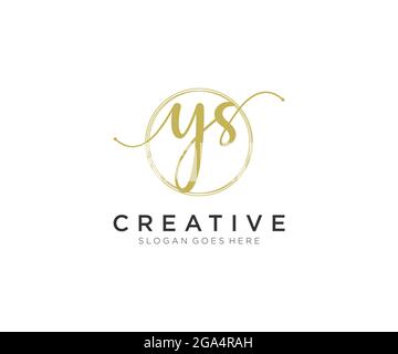 YS Feminine logo beauty monogram and elegant logo design, handwriting logo of initial signature, wedding, fashion, floral and botanical with creative Stock Vector