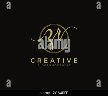 ZR Feminine logo beauty monogram and elegant logo design, handwriting logo of initial signature, wedding, fashion, floral and botanical with creative Stock Vector