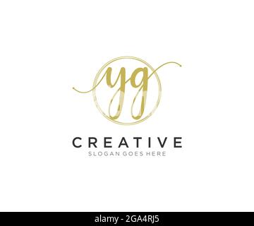 YG Feminine logo beauty monogram and elegant logo design, handwriting logo of initial signature, wedding, fashion, floral and botanical with creative Stock Vector