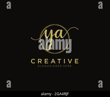 YA Feminine logo beauty monogram and elegant logo design, handwriting logo of initial signature, wedding, fashion, floral and botanical with creative Stock Vector