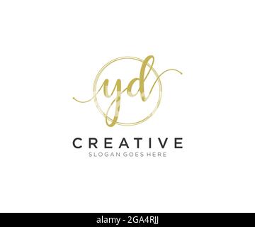 YD Feminine logo beauty monogram and elegant logo design, handwriting logo of initial signature, wedding, fashion, floral and botanical with creative Stock Vector
