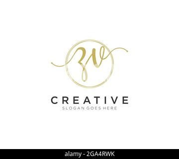 ZV Feminine logo beauty monogram and elegant logo design, handwriting logo of initial signature, wedding, fashion, floral and botanical with creative Stock Vector