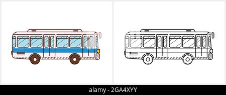 Bus coloring page. City bus side view Stock Vector