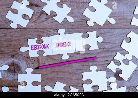 Writing displaying text Electronic Evidence. Internet Concept probative information stored or transmit in digital form Building An Unfinished White Stock Photo
