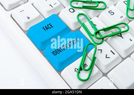 Sign displaying Face Identification. Word for analyzing patterns based on the person s is facial contours Abstract Sending Multiple Messages Online Stock Photo