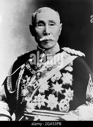 Japan: Aritomo Yamagata  (14 June 1838 – 1 February 1922), Prime Minister of Japan from 1909 to 1922.  Prince Yamagata Aritomo, also known as Yamagata Kyōsuke, was a Japanese field marshal, twice-elected Prime Minister of Japan, and one of the leaders of the Meiji oligarchy. As the Imperial Japanese Army’s inaugural Chief of Staff, he was the main architect of the military foundation of early modern Japan. Stock Photo