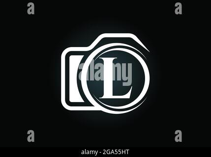 Initial L monogram letter alphabet with a camera icon. Photography logo vector illustration. Modern logo design for photography business, and company Stock Vector