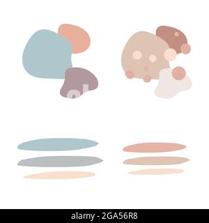 Abstract Stripes and dots - beige decor. Modern pastel colors. Poster, boho wall decor, flat design. Vector illustration Stock Vector