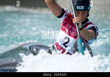 Great Britain's Mallory Franklin during the Women's C1 Canoe Slalom at the Kasai Canoe Slalom Centre on the sixth day of the Tokyo 2020 Olympic Games in Japan. Picture date: Thursday July 29, 2021. Stock Photo