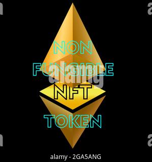 Ethereum-based non-fungible token logo on dark background 1 Stock Vector