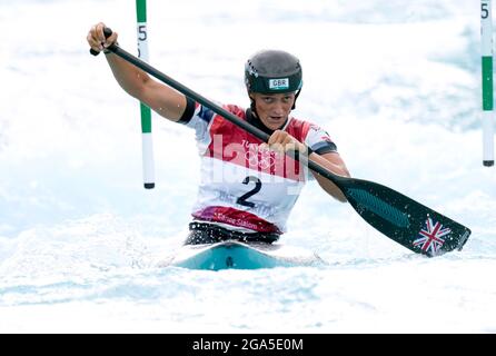 Great Britain's Mallory Franklin during the Women's C1 Canoe Slalom Final at the Kasai Canoe Slalom Centre on the sixth day of the Tokyo 2020 Olympic Games in Japan. Picture date: Thursday July 29, 2021. Stock Photo