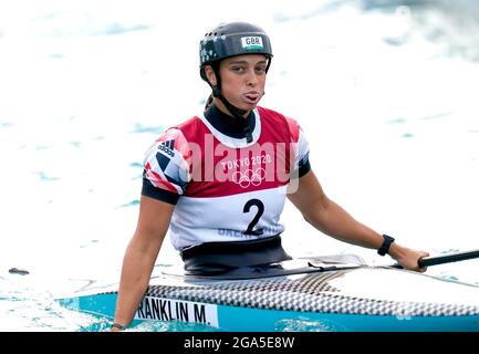 Great Britain's Mallory Franklin during the Women's C1 Canoe Slalom Final at the Kasai Canoe Slalom Centre on the sixth day of the Tokyo 2020 Olympic Games in Japan. Picture date: Thursday July 29, 2021. Stock Photo