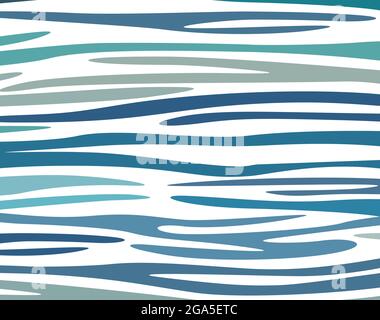 Abstract blue sea waves, art pattern, hand drawing. Vector illustration Stock Vector