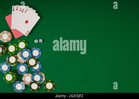 Online poker game with chips and cards Stock Photo