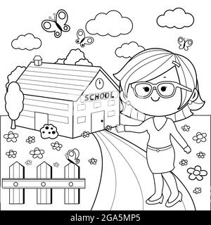 school building coloring page