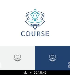 Book School Course Study Education Academy Line Logo Stock Vector